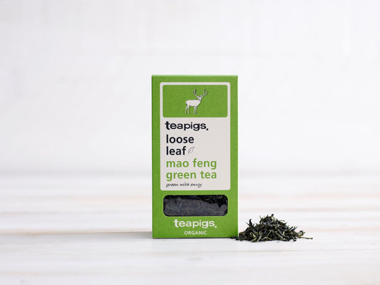 teapigs økologisk løs grøn te i pakke