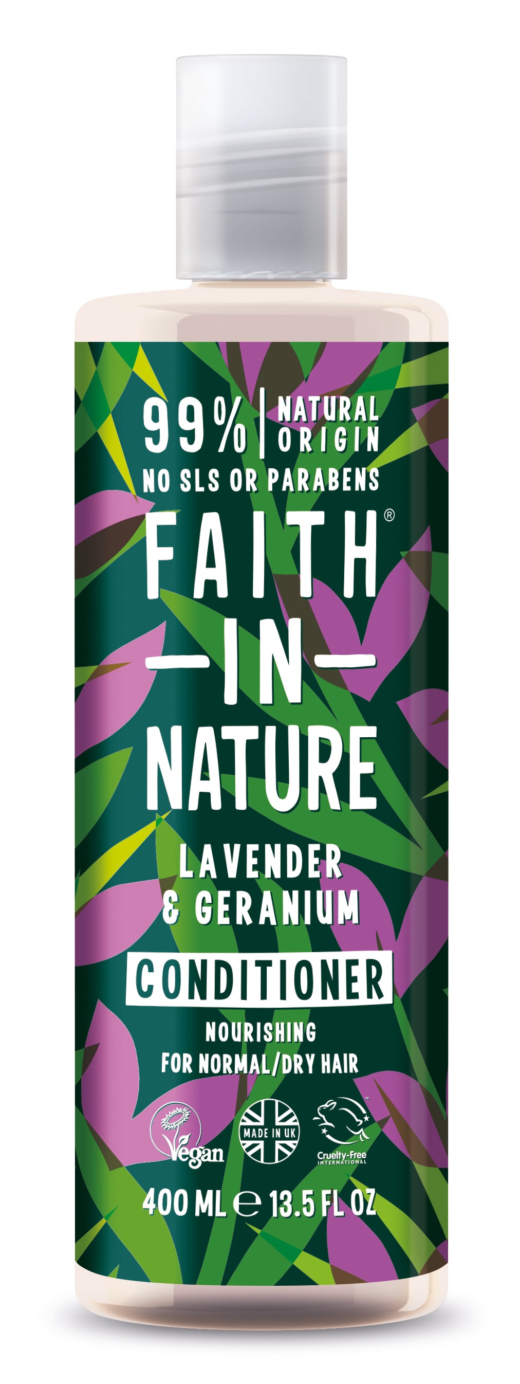 Lavendel og geranium shampoo 400 ml fra faith in nature