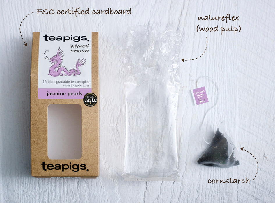 teapigs jasmin perler plastikfri pakke natureflex tempel