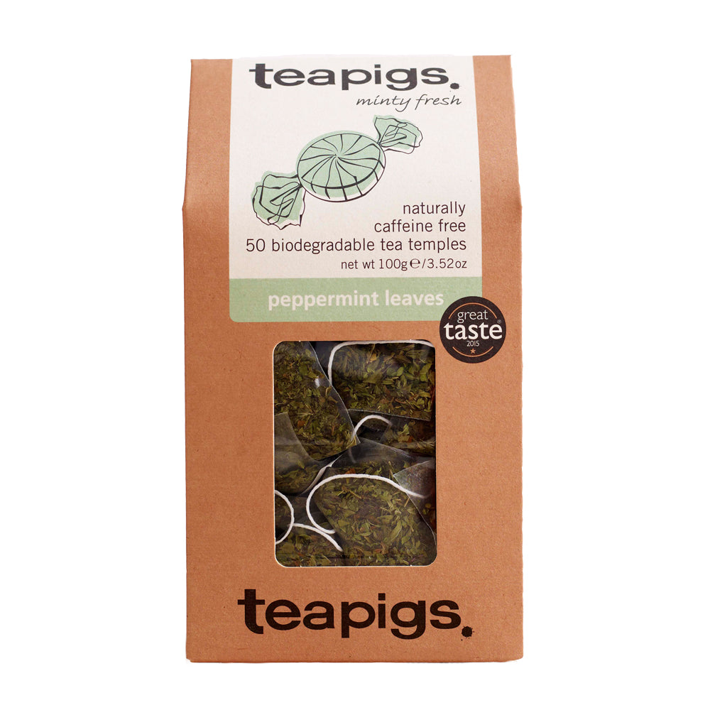 teapigs Peppermint leaves tea 50. Pebermynteblade te fra teapigs i æske med 50 stempler