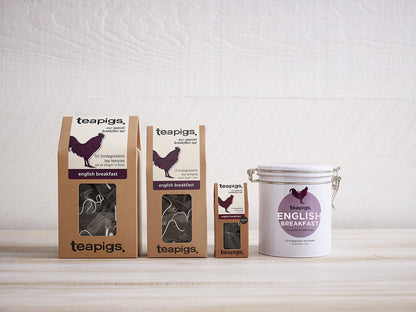 teapigs english breakfast tea. Sort te i forskellige pakninger